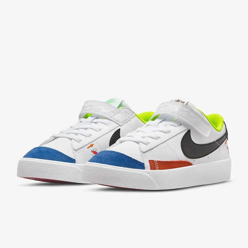 Nike 童鞋 Blazer Low 77 BP 白 藍 紅 彩色 塗鴉 小朋友 魔鬼氈【ACS】 DJ5203-164 歷史價格詳細信息
