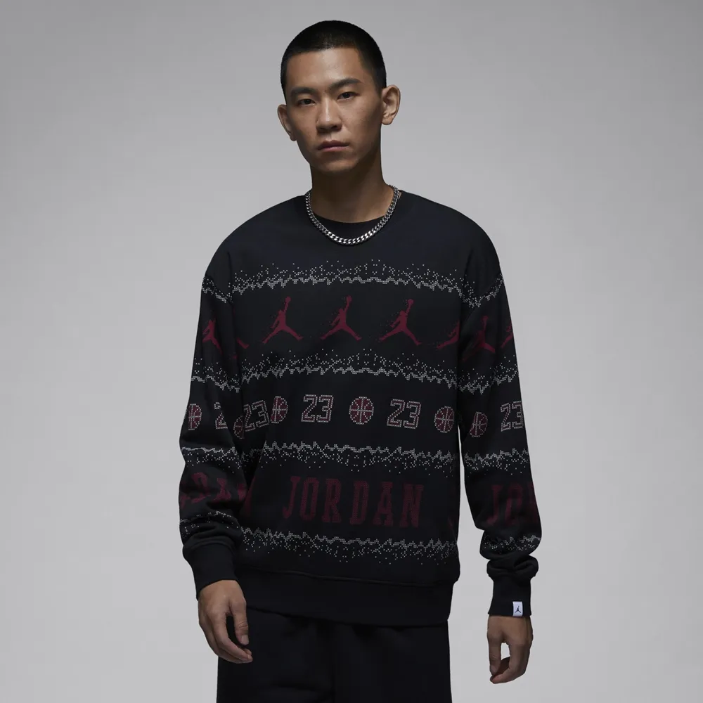 【NIKE】AS M J ESS HLDY FLC CREW 男款 圓領套頭衫 大學T 喬丹 格紋 黑色-FV7461010 歷史價格詳細信息