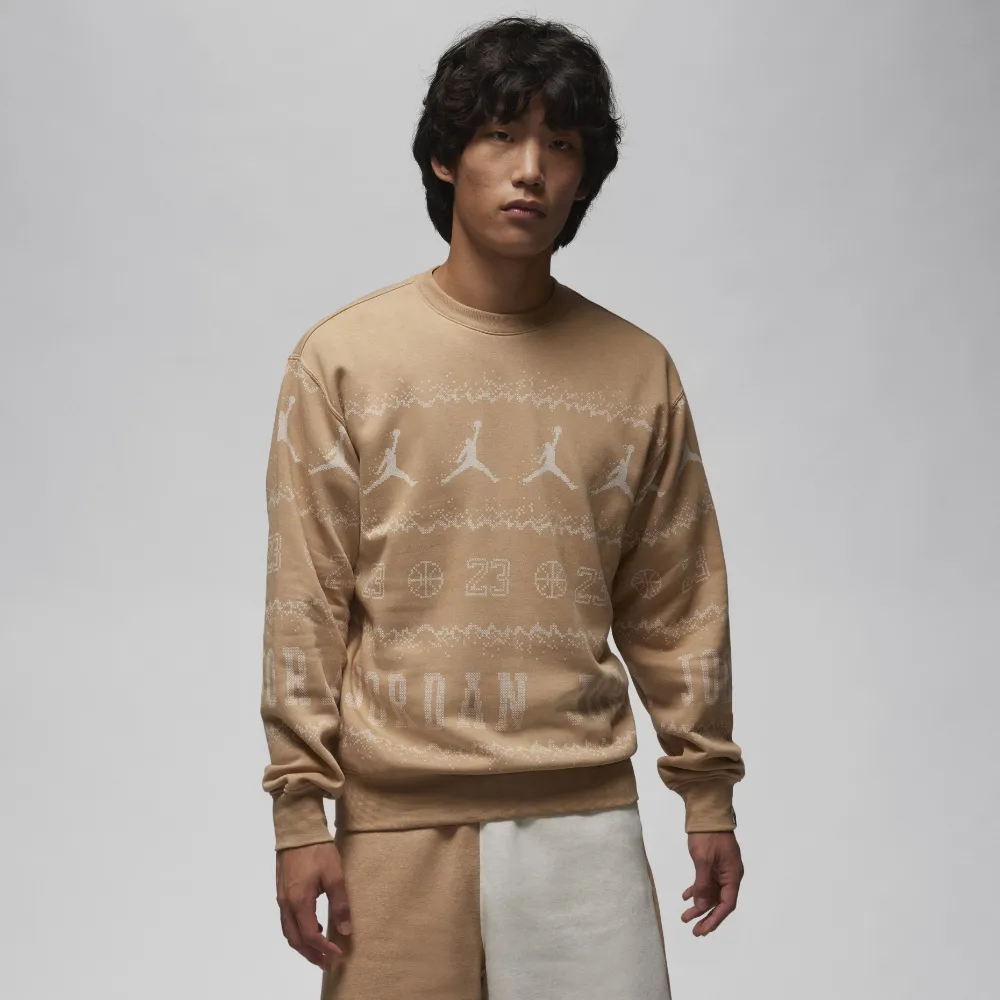 【NIKE】AS M J ESS HLDY FLC CREW 男款 圓領套頭衫 大學T 喬丹 格紋 黑色-FV7461010 歷史價格詳細信息