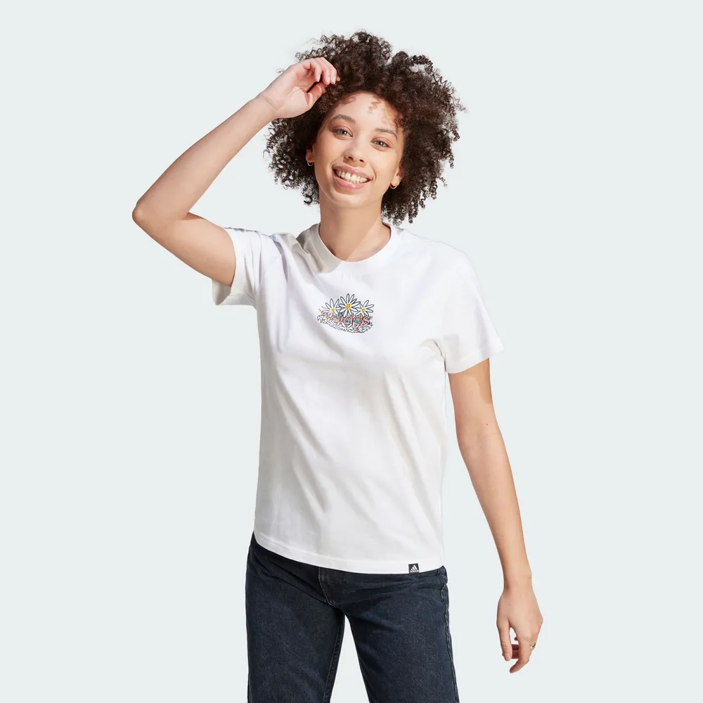 Adidas Doodle FILL T 女 白 Q版塗鴉 雲朵 小花 舒適 休閒 短袖 IB4887 歷史價格詳細信息