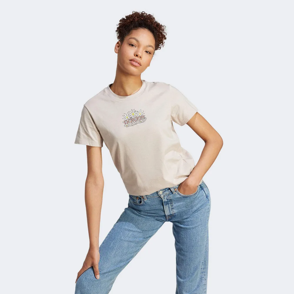 Adidas Doodle FILL T 女 白 Q版塗鴉 雲朵 小花 舒適 休閒 短袖 IB4887 歷史價格詳細信息