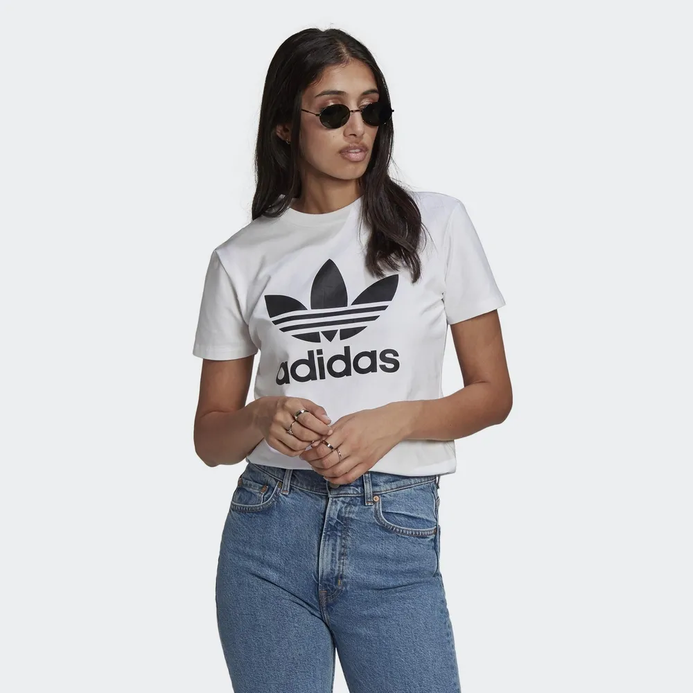 Adidas Trefoil Tee IR9534 女 短袖 上衣 T恤 運動 經典 休閒 三葉草 基本款 白 歷史價格詳細信息