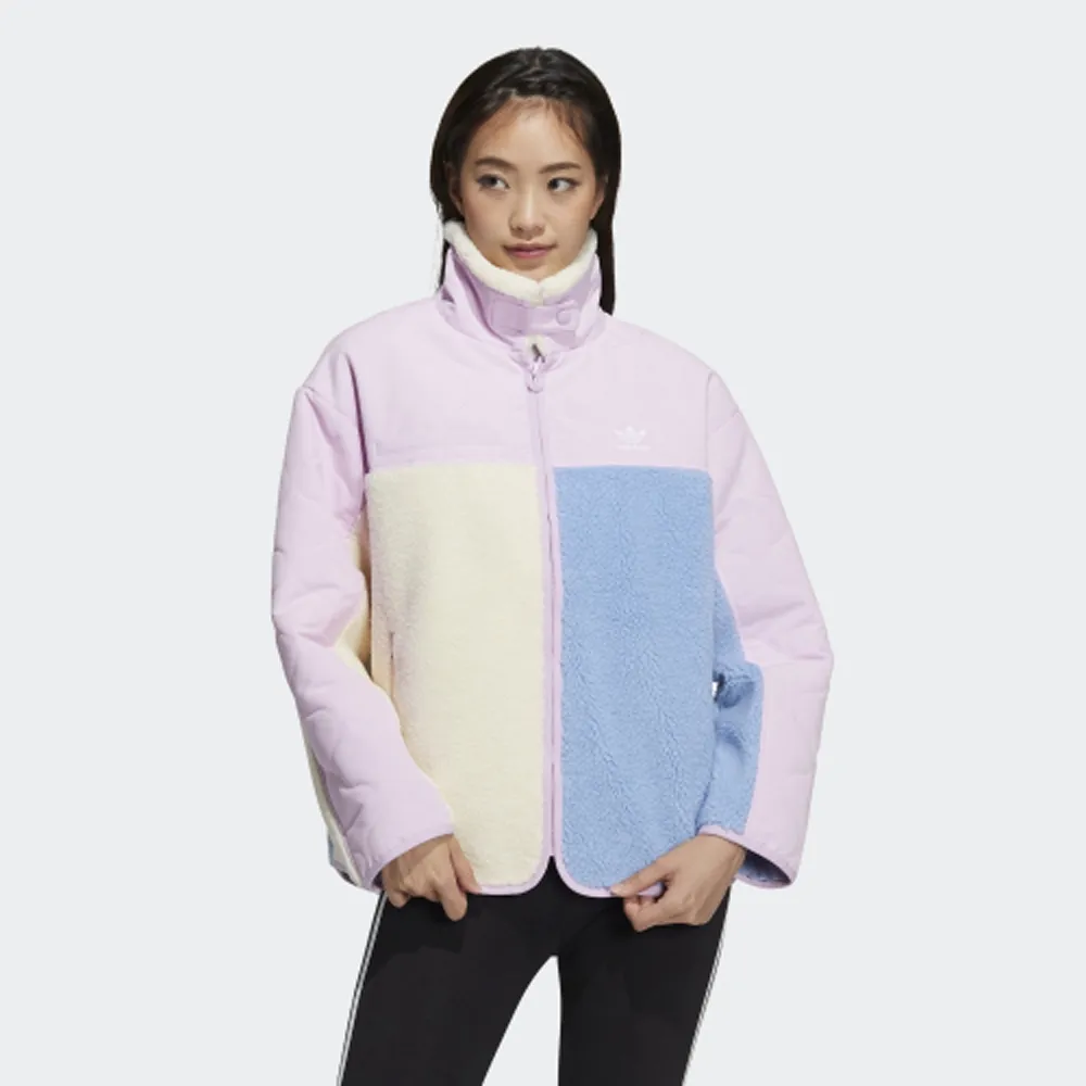 ADIDAS Sherpa Biker 女休閒外套 HC6604 粉紫深卡其 歷史價格詳細信息