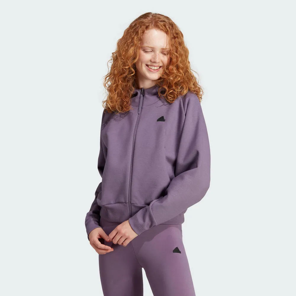 Adidas W Z.N.E. FZ [IN5134] 女 連帽 外套 亞洲版 運動 訓練 休閒 寬鬆 舒適 淺灰 歷史價格詳細信息