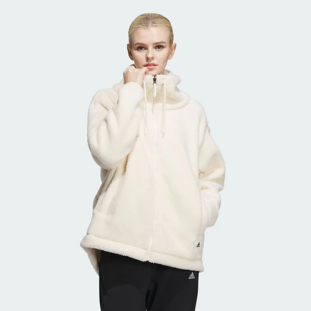 Adidas Lounge Boa [IP7059] 女 立領 外套 亞洲版 運動 訓練 休閒 抓絨 保暖 冬季 米白 歷史價格詳細信息