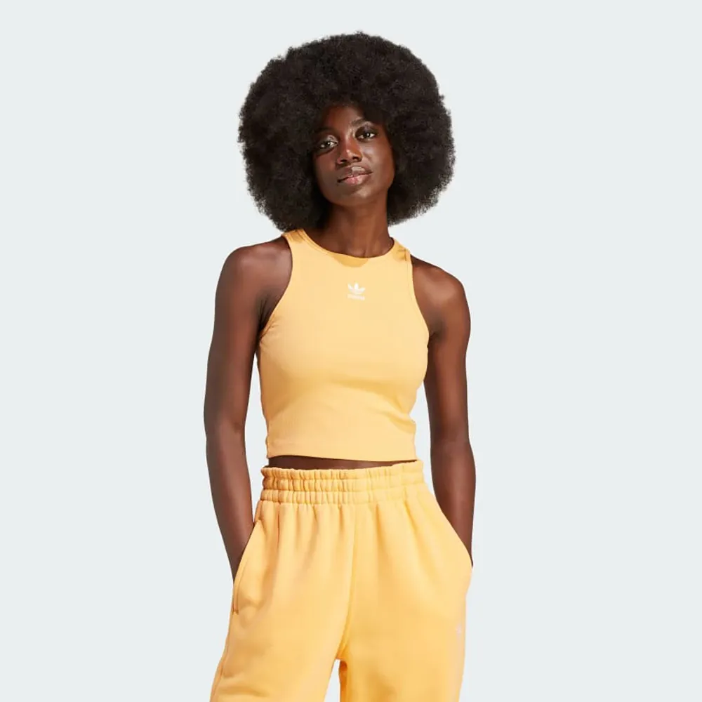 Adidas Rib Tank [IJ8257] 女 短版 背心 亞洲版 經典 三葉草 休閒 復古 羅紋 修身 白 歷史價格詳細信息