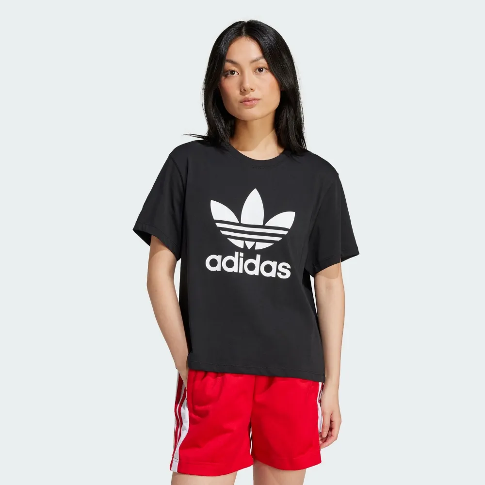 ADIDAS BOXY T-SHIRT 女短袖上衣 GN3160 黑 歷史價格詳細信息
