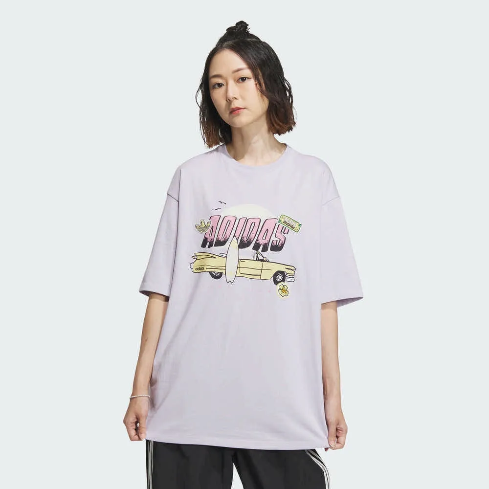 Adidas SMR GFX TEE SS IW6298 女 短袖 上衣 T恤 寬鬆 運動 休閒 棉質 舒適 淺紫 歷史價格詳細信息