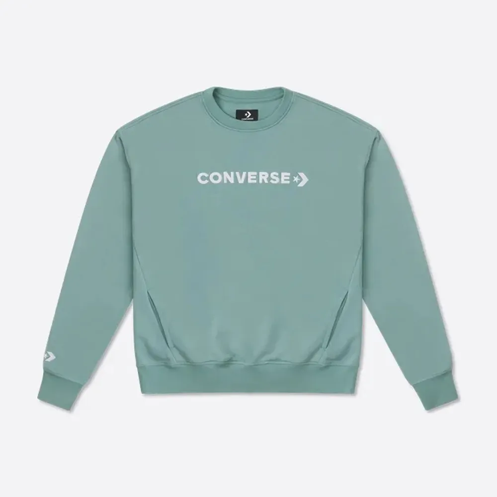 【CONVERSE】WORDMARK BIG LOGO BOYFRIEND CREW 長袖上衣 大學T 女 奶白色-10026159-A04 歷史價格詳細信息