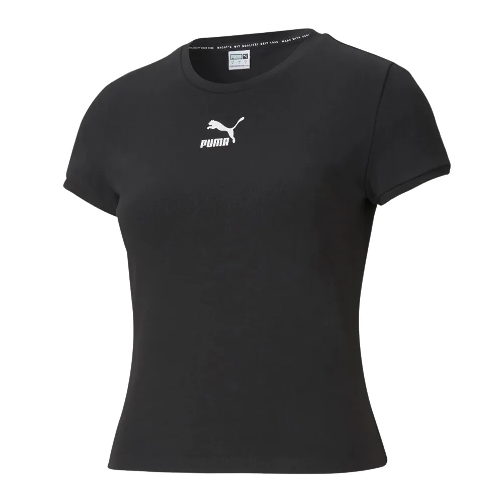 【PUMA】流行系列Classics貼身短袖T恤 女 短袖上衣 黃色-59957738 歷史價格詳細信息