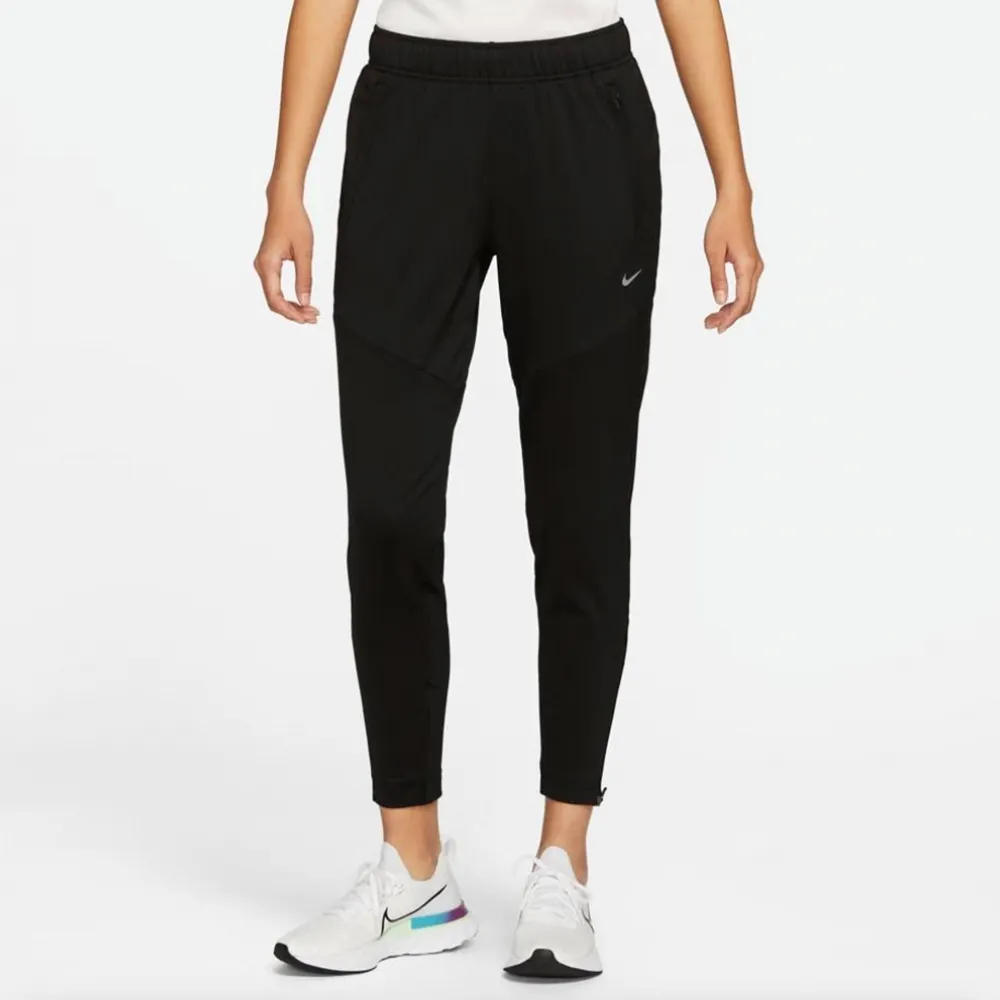 Nike 長褲 Essential Running Pants 女款 黑 銀 針織 中腰 修身 抽繩 運動褲 跑步  DD6473-010 歷史價格詳細信息