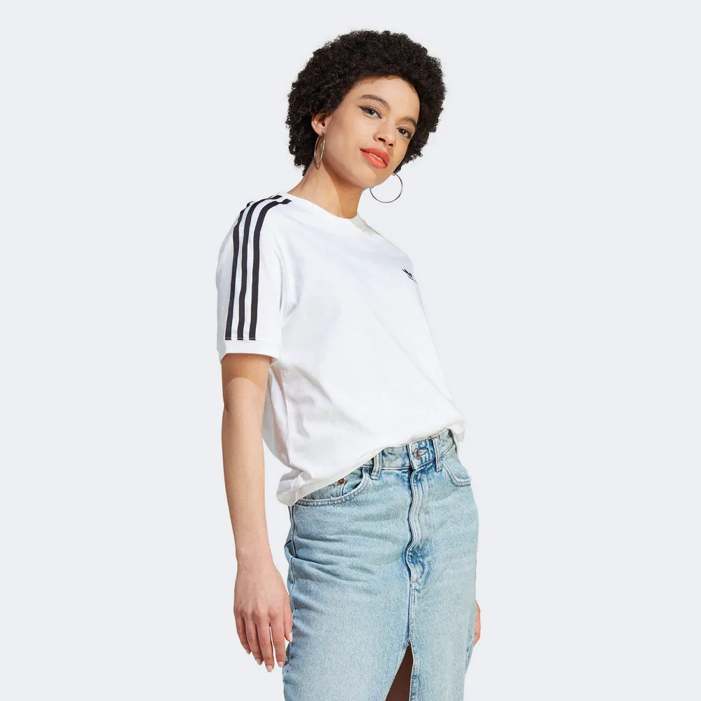 ADIDAS 3 STRIPES TEE 女短袖上衣 H33574 淺藍 歷史價格詳細信息