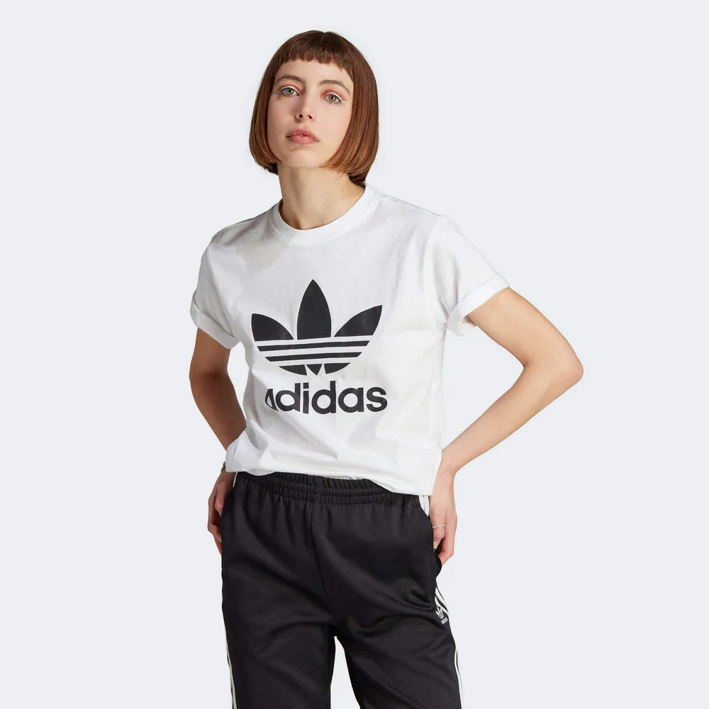 Adidas Trefoil Tee IR9534 女 短袖 上衣 T恤 運動 經典 休閒 三葉草 基本款 白 歷史價格詳細信息
