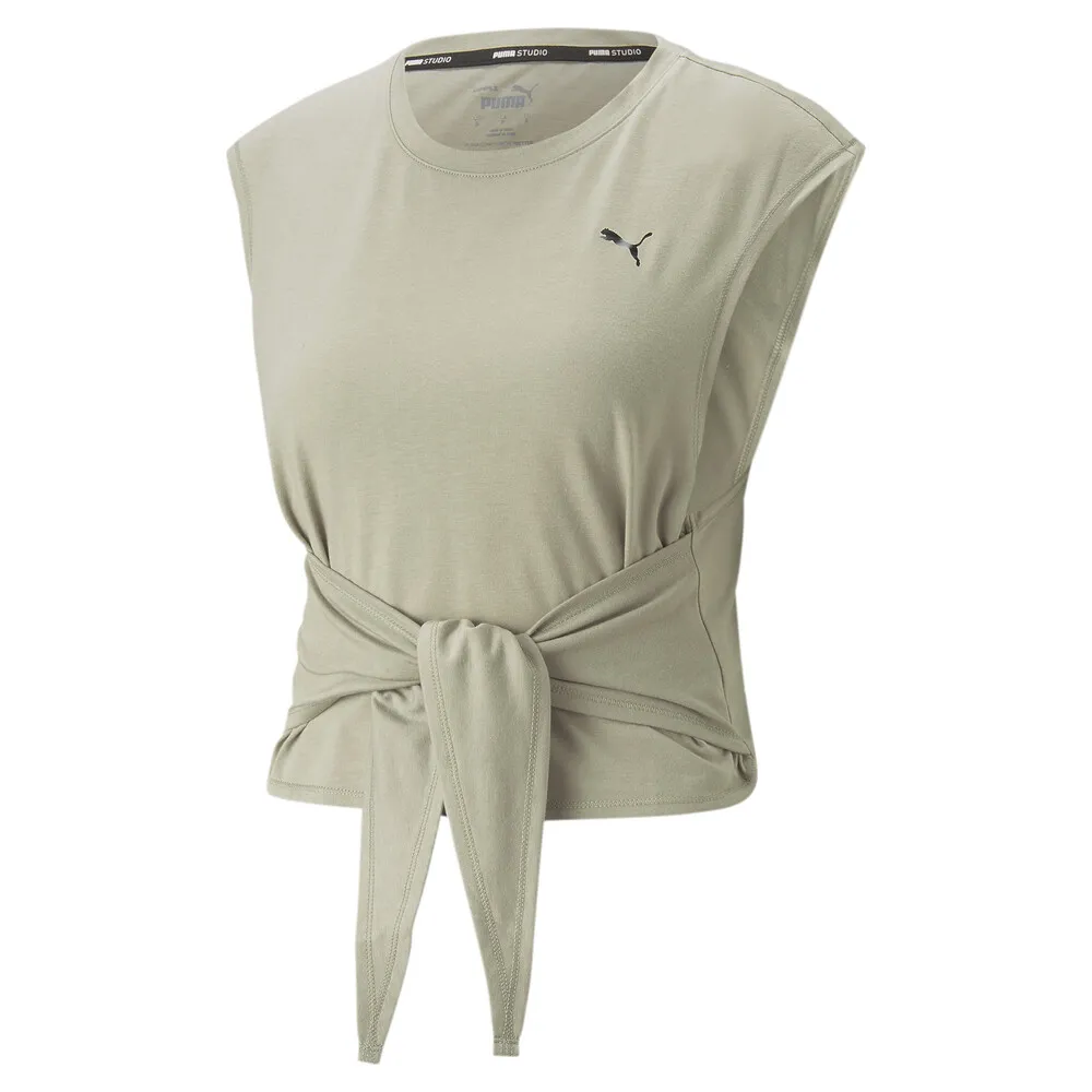 【PUMA】瑜珈系列Skimmer綁帶削肩短袖T恤 短袖上衣 女 米白色-52317666 歷史價格詳細信息