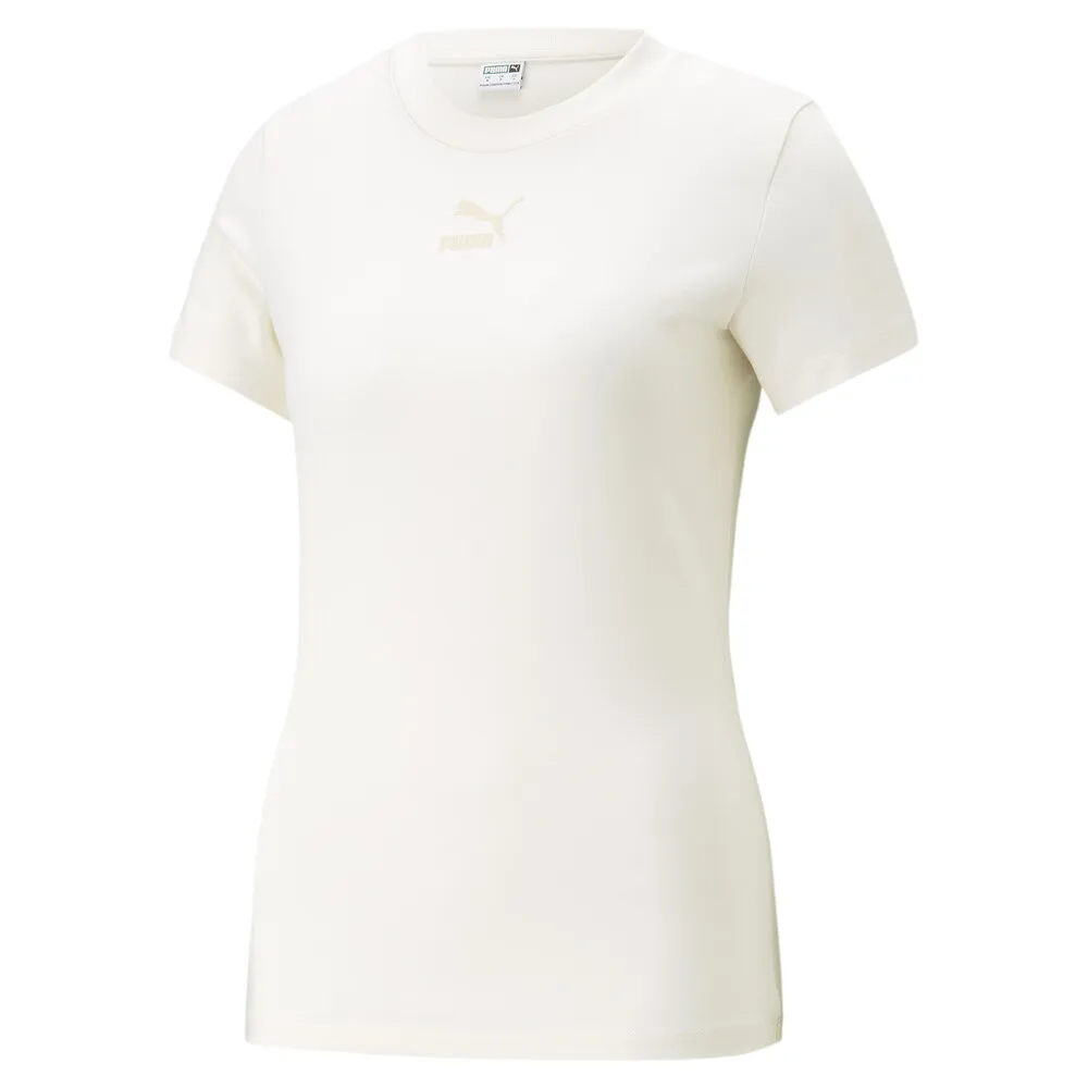 PUMA 流行系列Classics 合身 短版 短袖 T恤 休閒上衣 運動上衣 女 黑色 53715401 歷史價格詳細信息