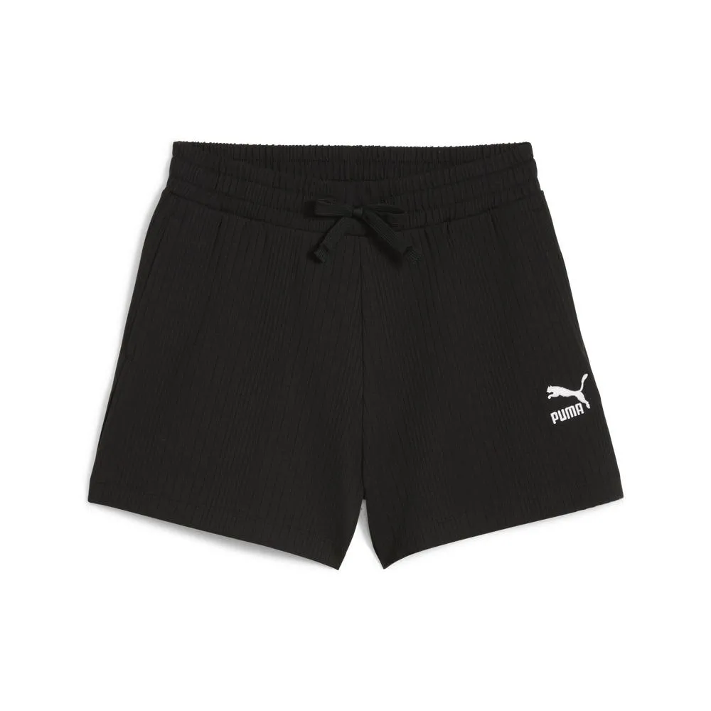 【PUMA】流行系列羅紋A字短褲(F) 短褲 女 藍色-62425420 歷史價格詳細信息