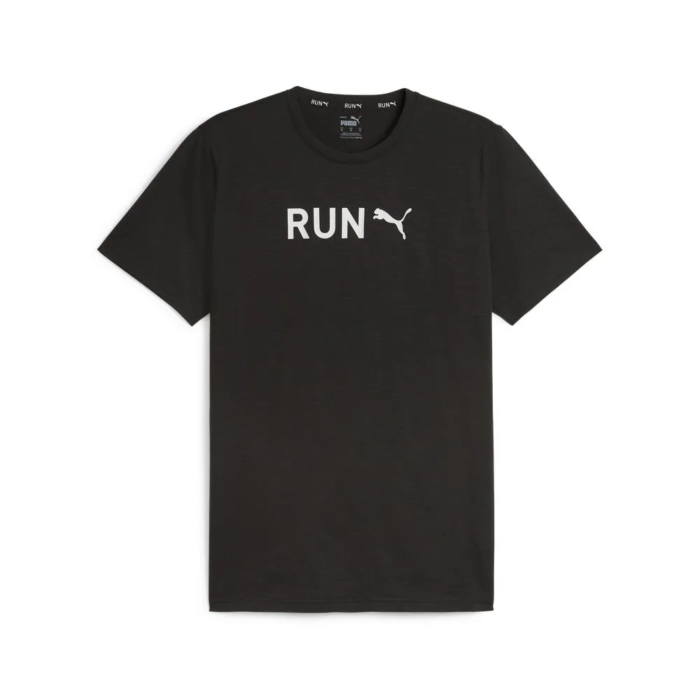 【PUMA】 訓練系列Run圖樣短袖T恤 短袖上衣 男 黑色-52250101 歷史價格詳細信息