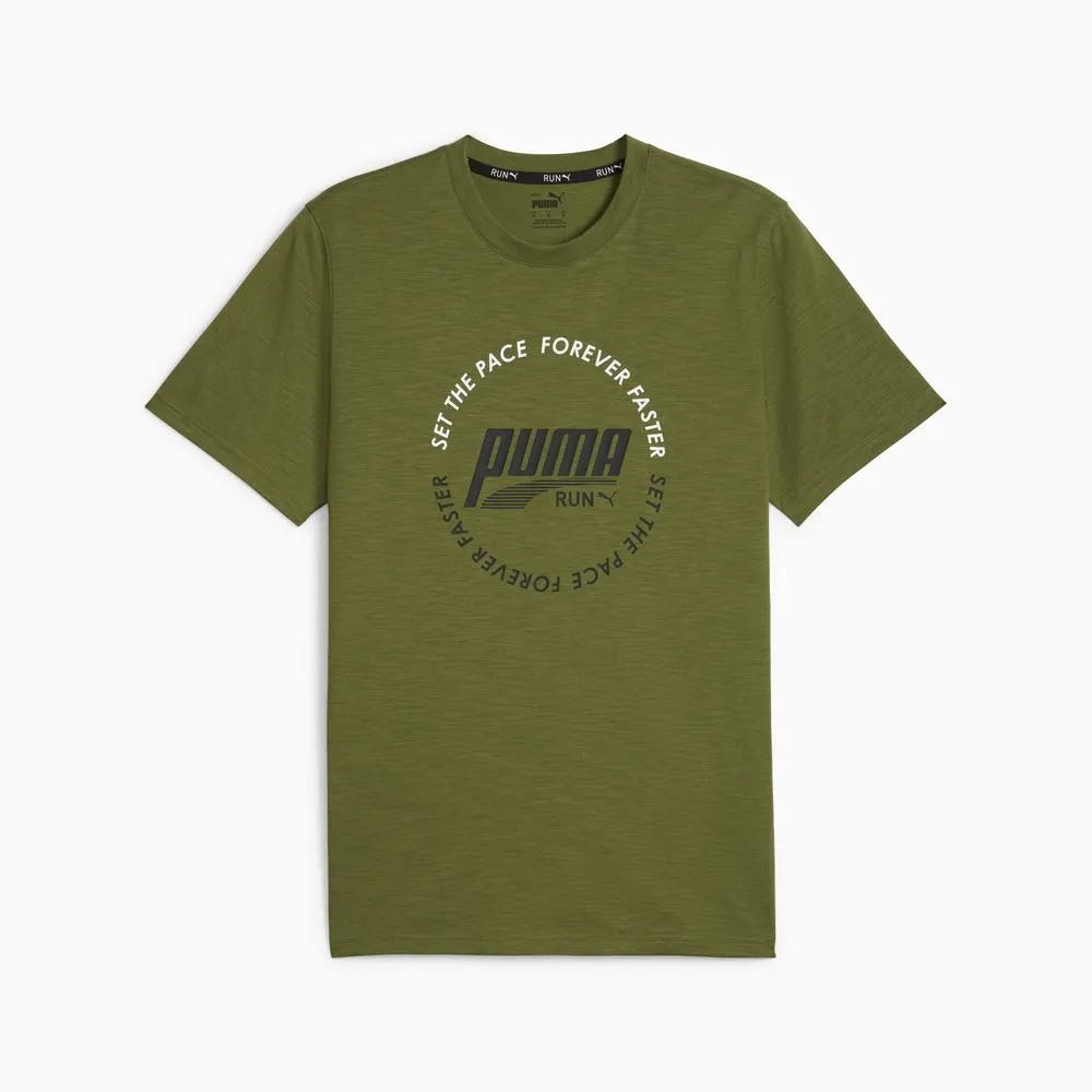 【PUMA】 訓練系列Run圖樣短袖T恤 短袖上衣 男 黑色-52250101 歷史價格詳細信息