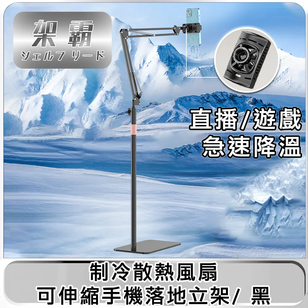 【架霸】急速降溫 制冷散熱風扇可伸縮手機落地立架/直播/遊戲 黑 價格比較,價格查詢,歷史價格詳細信息