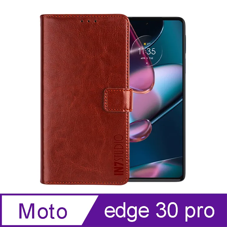 IN7 瘋馬紋 Motorola edge 30 pro (6.7吋) 錢包式 磁扣側掀PU皮套 吊飾孔 手機皮套保護殼 歷史價格詳細信息