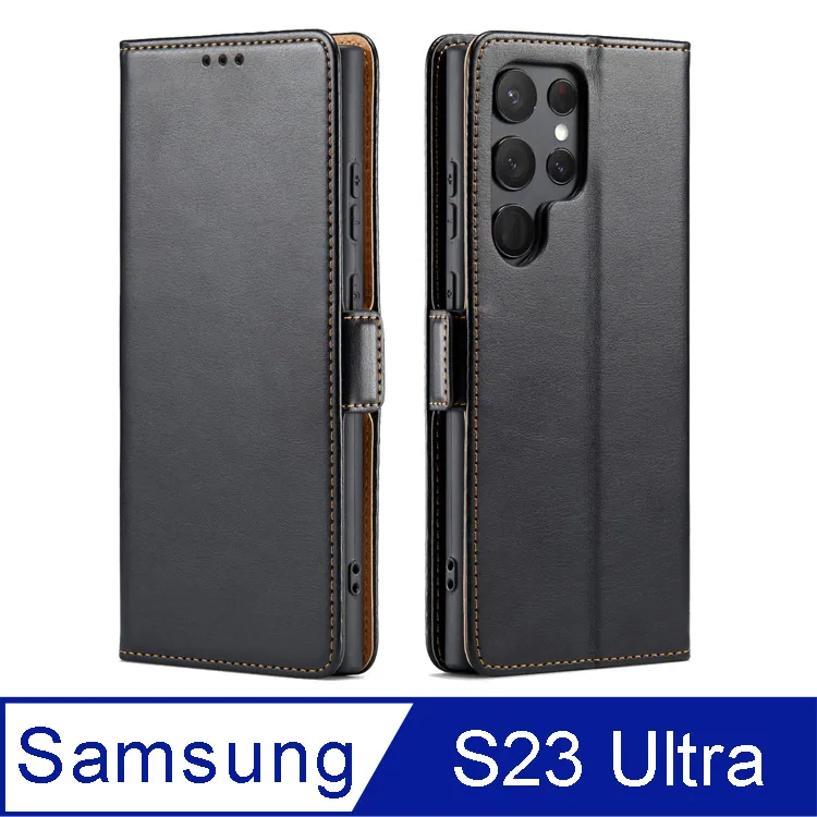 Fierre Shann 真皮紋Samsung Galaxy S23 Ultra (6.8吋) 磁吸側掀 手工PU皮套 歷史價格詳細信息