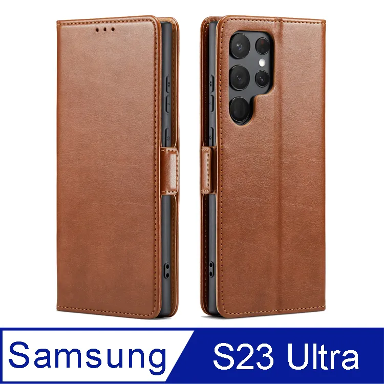 Fierre Shann 真皮紋Samsung Galaxy S23 Ultra (6.8吋) 磁吸側掀 手工PU皮套 歷史價格詳細信息