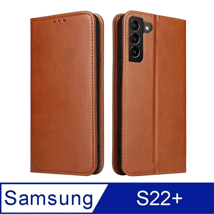 Fierre Shann 真皮紋 Samsung S22 Ultra (6.8吋) 磁吸側掀 手工PU皮套保護殼-棕色 歷史價格詳細信息