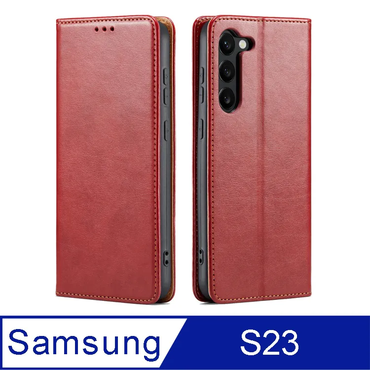 Fierre Shann 真皮紋Samsung Galaxy S23 Ultra (6.8吋) 磁吸側掀 手工PU皮套 歷史價格詳細信息