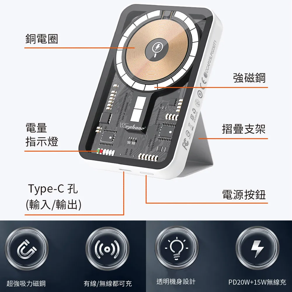 透明磁吸無線行動電源PD22.5W/無線PD15W｜SY-Ptb-T10｜10000mAh超薄移動電源/充電寶/行動快充 歷史價格詳細信息