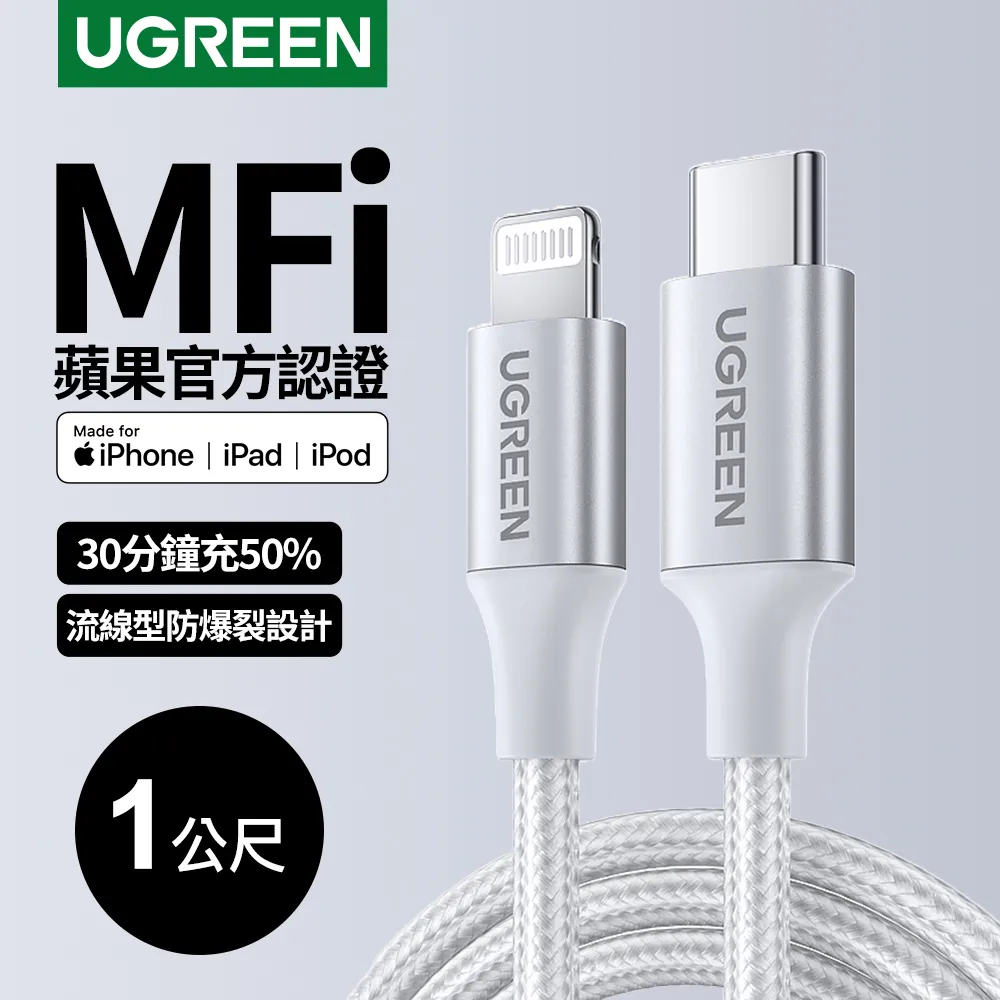 綠聯 iPhone充電線MFi認證 快充Type-C 2.0編織版USB-C對 Lightning 連接線 (1 公尺) 歷史價格詳細信息