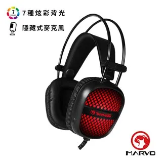 【MARVO魔蠍】 HG8941  7色背光/隱藏式麥克風/重低音電競耳罩式耳機 黑 HG8941 樂維公司貨 歷史價格詳細信息