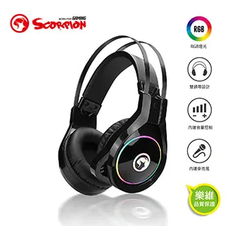 【MARVO魔蠍】 HG8941  7色背光/隱藏式麥克風/重低音電競耳罩式耳機 黑 HG8941 樂維公司貨 歷史價格詳細信息