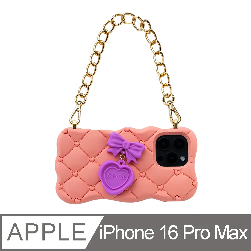 【Candies】iPhone 16 Pro - 菱格紋愛心櫻桃手機殼(藍) 歷史價格詳細信息