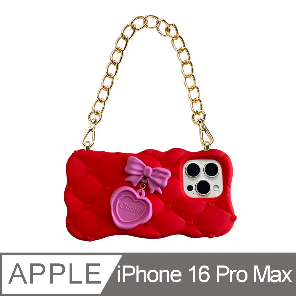 【Candies】iPhone 16 Pro - 菱格紋愛心櫻桃手機殼(藍) 歷史價格詳細信息