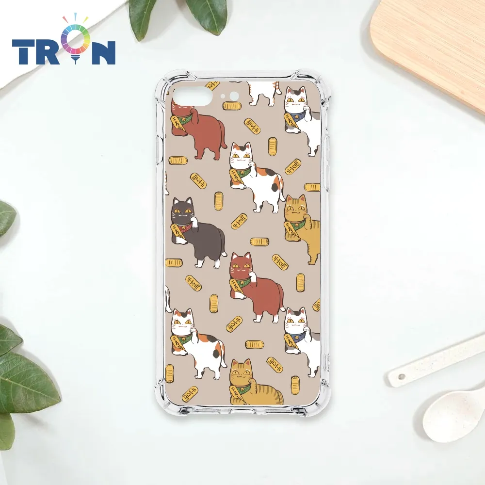 TRON IPhone 7/8 PLUS 俄羅斯方塊招財貓-三隻小貓  載具 四角防摔殼 手機殼 歷史價格詳細信息