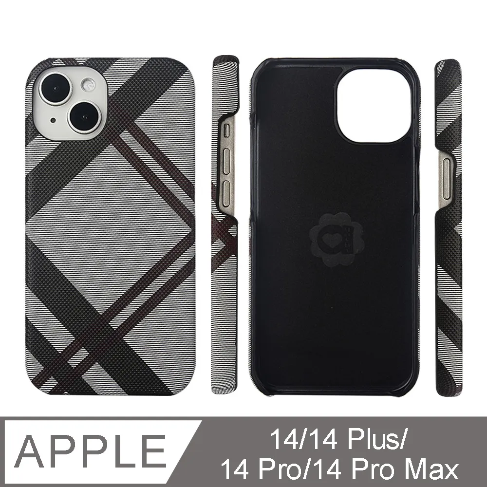 Aguchi 亞古奇 iPhone 14/14 Pro/14 Plus/14 Pro Max 英倫格紋氣質背蓋手機殼/保護殼-棕色 歷史價格詳細信息