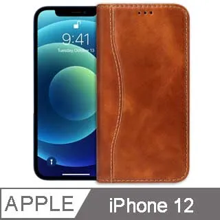 Fierre Shann 真皮紋 iPhone 12 Pro Max (6.7吋) 錢包支架款 磁吸側掀手工PU皮套保護殼-紅色 歷史價格詳細信息