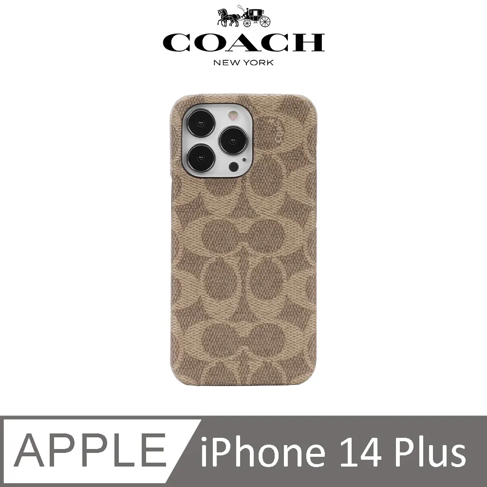 【COACH】iPhone 14 精品真皮手機殼 粉白色經典大C 歷史價格詳細信息
