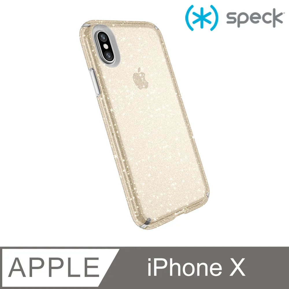 Speck Presidio Clear+Glitter iPhone X 透色+金色玻璃水晶防摔保護殼-透明 歷史價格詳細信息