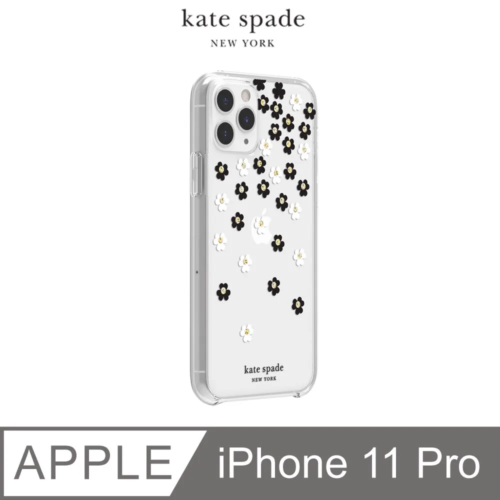 Kate Spade Scattered Flowers iPhone 12/Pro 6.1吋 黑白小花+金色鑲鑽透明殼 歷史價格詳細信息