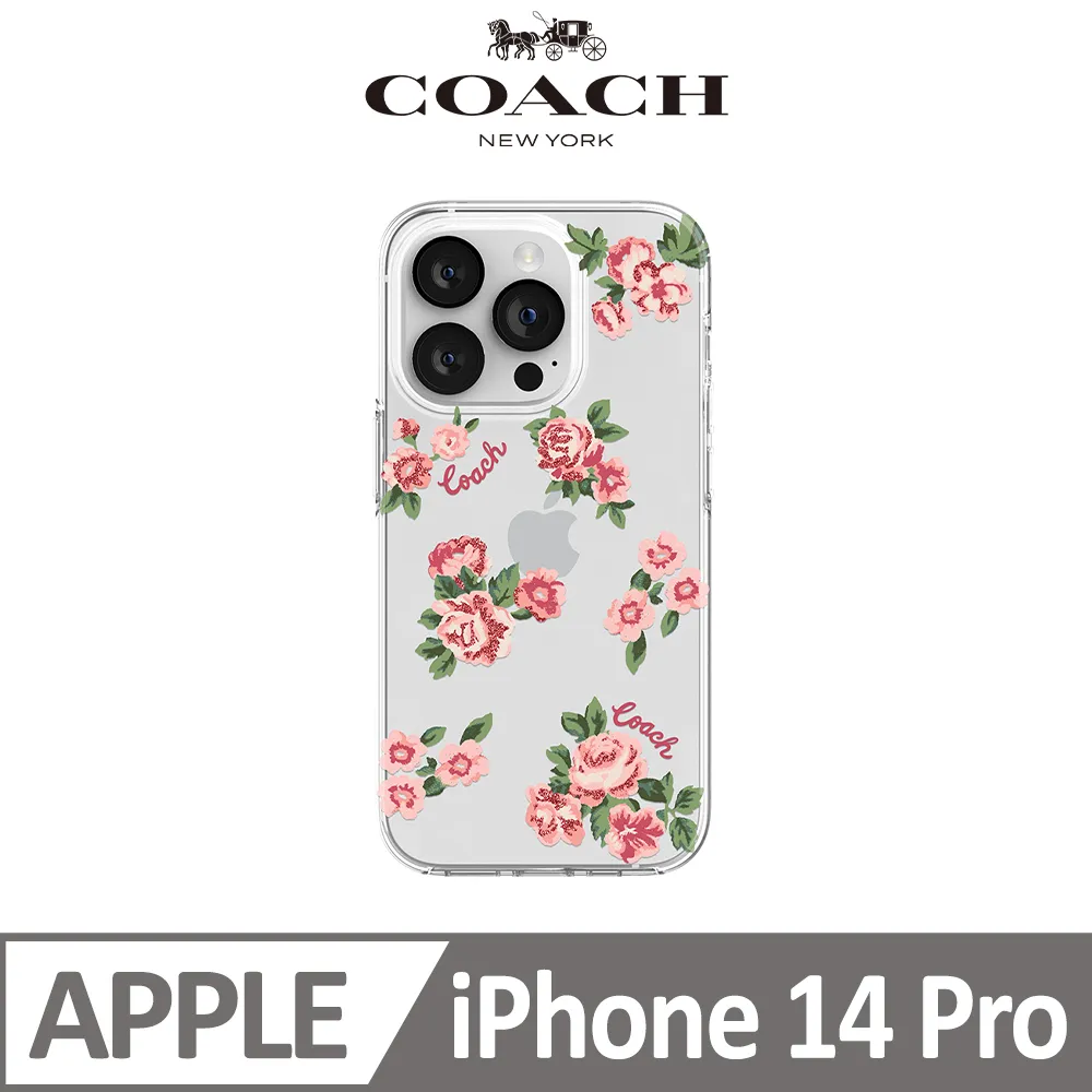 【COACH】iPhone 14 精品真皮手機殼 粉白色經典大C 歷史價格詳細信息