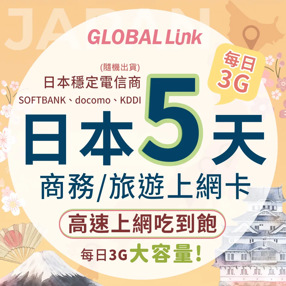 GLOBAL LINK 全球通 日本5天上網卡 5日5GB 過量降速吃到飽 4G網速(日本穩定電信商 即插即用) 歷史價格詳細信息