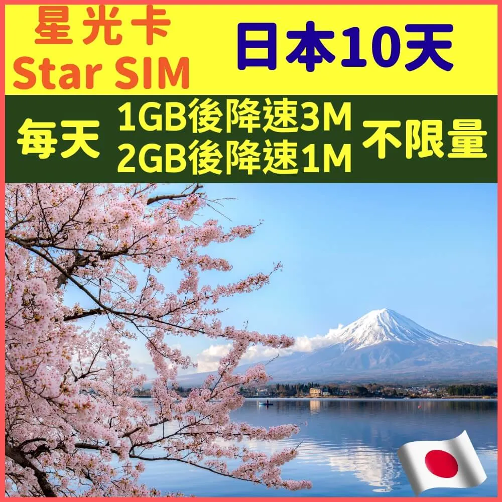 【星光卡-日本上網卡10天8GB後降速不限量】 歷史價格詳細信息