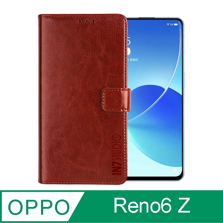 IN7 瘋馬紋 OPPO Reno6 Z (6.43吋) 錢包式 磁扣側掀PU皮套 吊飾孔 手機皮套保護殼 歷史價格詳細信息