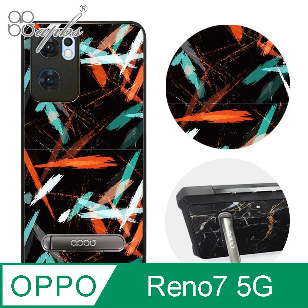 apbs OPPO Reno7 5G 減震立架手機殼-浮世繪牡丹與蝶 歷史價格詳細信息