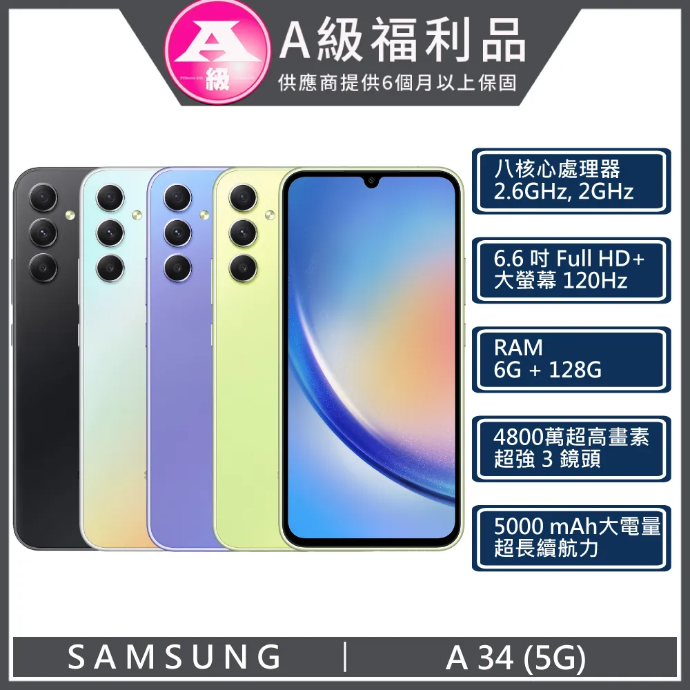 【福利品】Samsung Galaxy A34 5G (6+128) / A3460 紫 歷史價格詳細信息