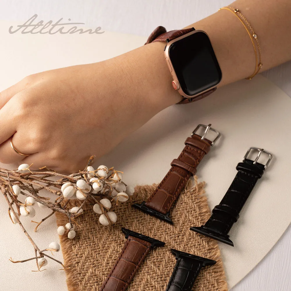 【完全計時】錶帶館｜鱷魚紋皮革蝴蝶扣 黑色款 22mm通用錶帶38/40/41/42/44/45/49 Apple watch 歷史價格詳細信息