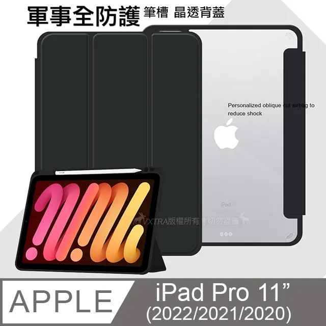 VXTRA 軍事全防護 iPad Pro 11吋 2022/2021/2020版通用 晶透背蓋 超纖皮紋皮套 含筆槽(太空灰) 歷史價格詳細信息