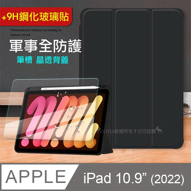 VXTRA 軍事全防護 2022 iPad 10 第10代 10.9吋 晶透背蓋 超纖皮紋皮套+9H玻璃貼 歷史價格詳細信息
