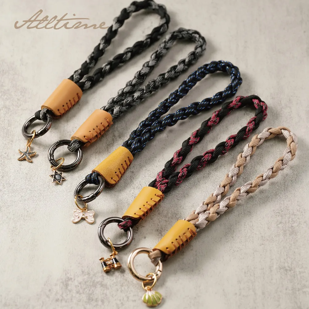 【完全計時】配件館｜四股編織皮革手機短繩腕帶吊飾掛件  附夾片 歷史價格詳細信息